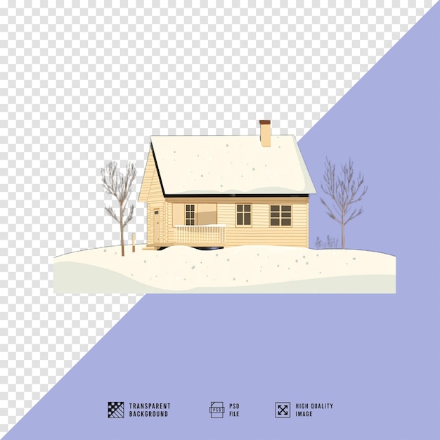 mostra una semplice casa in legno in inverno con grafica vettoriale trasparente file PNG