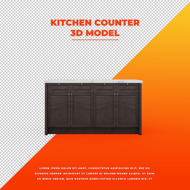 Mostrador de cocina modelo aislado 3d