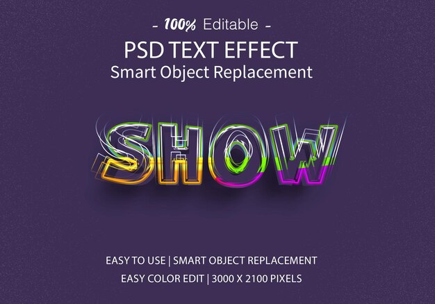 Mostrar efecto de estilo de texto creativo 3d y diseño moderno