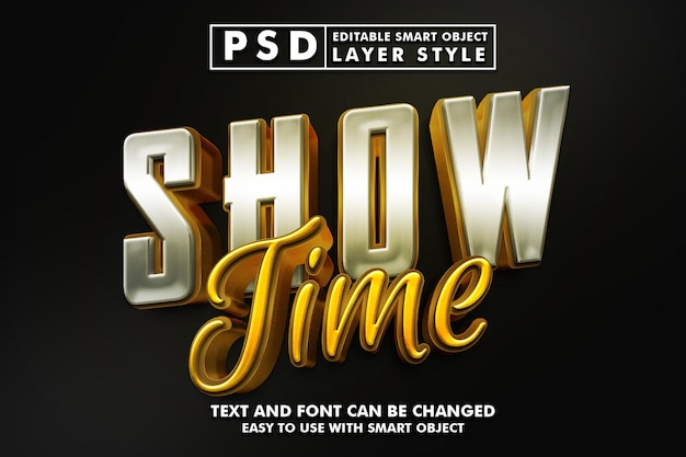 PSD mostrar tempo 3d efeito de texto realista psd premium