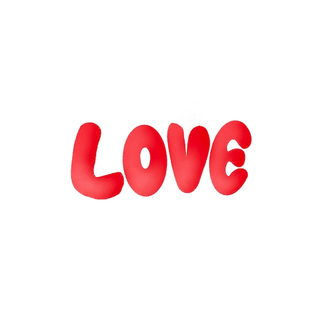 Un mot amour rouge avec le mot amour sur fond blanc