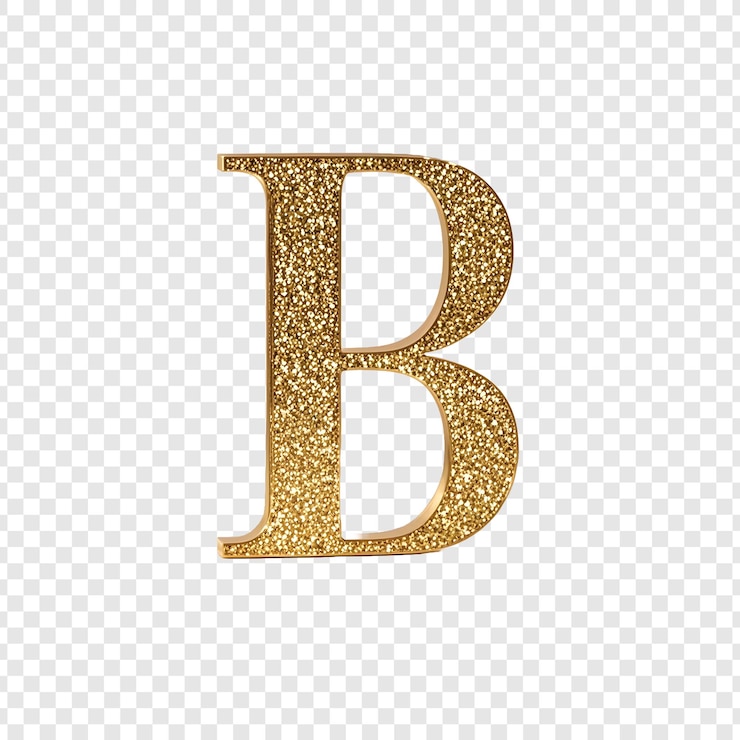 PSD le mot " b " en or sur un fond transparent