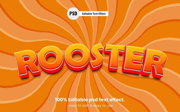 mot de coq effet de texte 3d effet de texte mockup d'effet texte modifiable