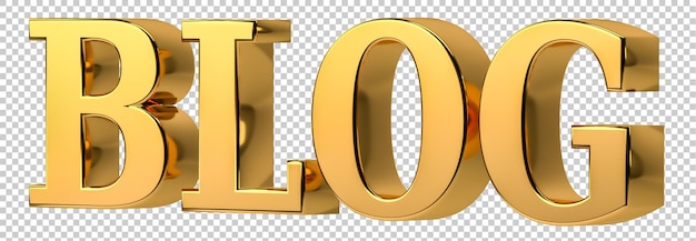 Mot d'or blog Blogging concept Illustration pour blogueur web isolé sur fond transparent