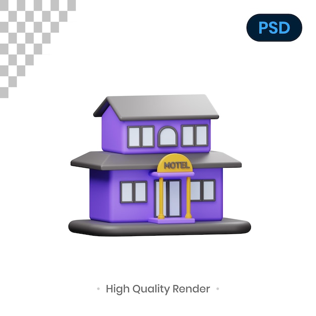 Motel 3d render ilustración premium psd