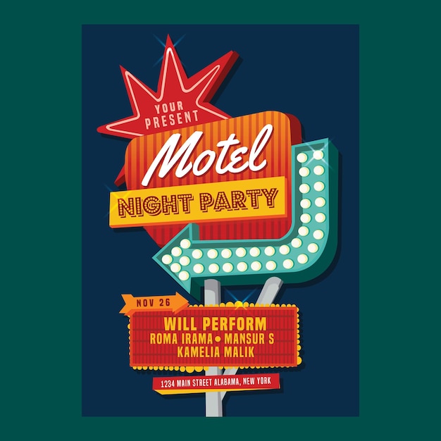 Motel-zeichen-party-flyer