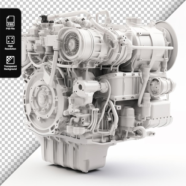 PSD moteur à combustion interne 3d blanc isolé sur fond transparent