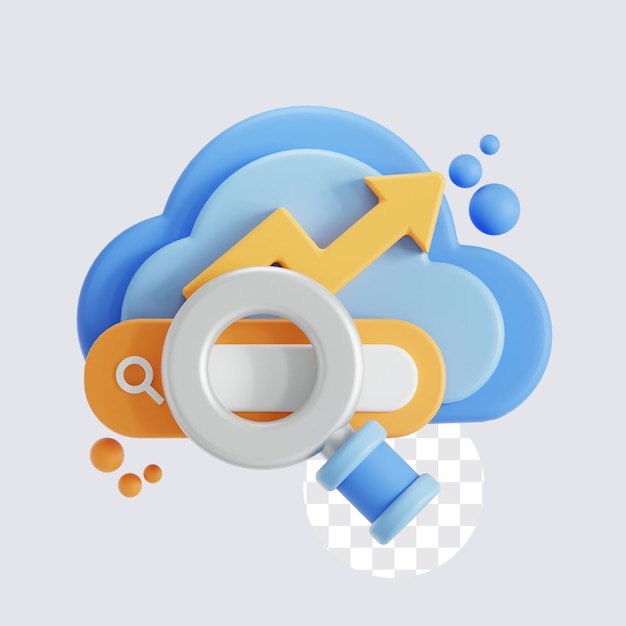 Moteur de recherche dans le nuage icône 3D