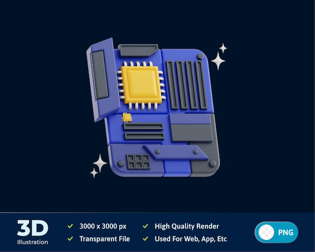 PSD motherboard 3d-darstellung