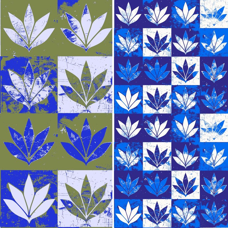 PSD le motif bleu et blanc est de la collection de bleu et vert