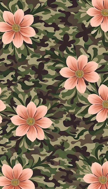 PSD un motif de camouflage floral pour un uniforme militaire.