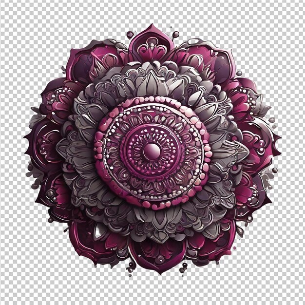 PSD le motif de conception fractale de mandala isolé sur un fond transparent png pro