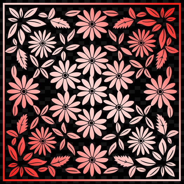 Un Motif De Fleurs Et De Feuilles En Rouge Et Noir