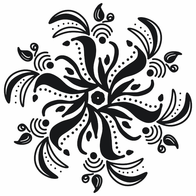 PSD motif de fleurs noir et blanc