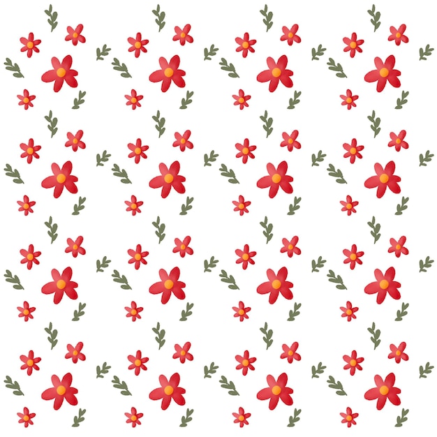 PSD un motif de fleurs rouges sur fond blanc