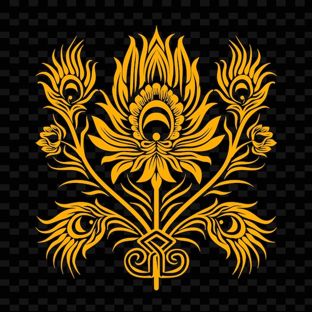 PSD motif floral doré sur fond noir