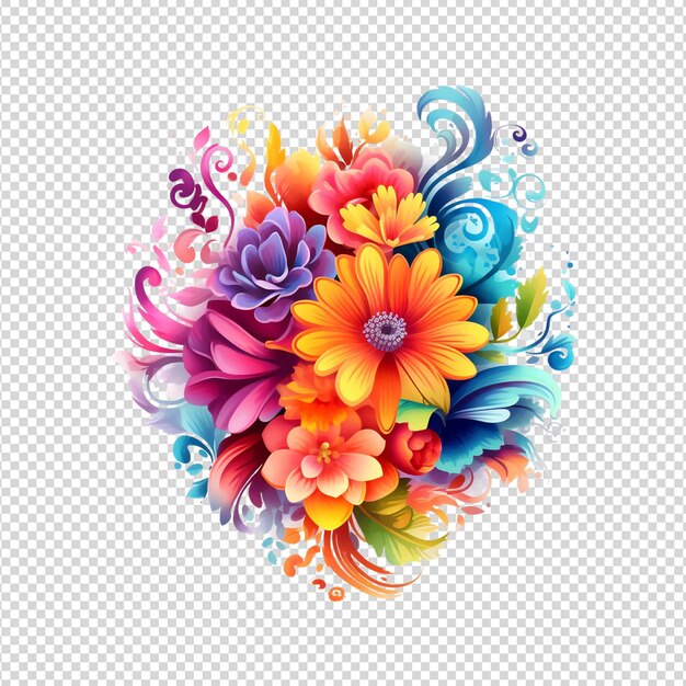 PSD un motif floral avec des feuilles et des fleurs