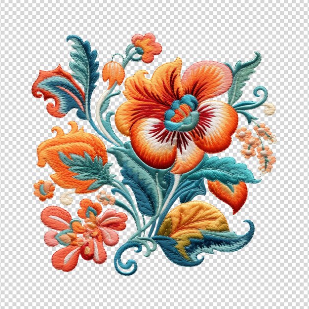 PSD un motif floral avec des feuilles et des fleurs