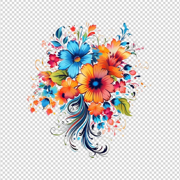 PSD un motif floral avec des feuilles et des fleurs