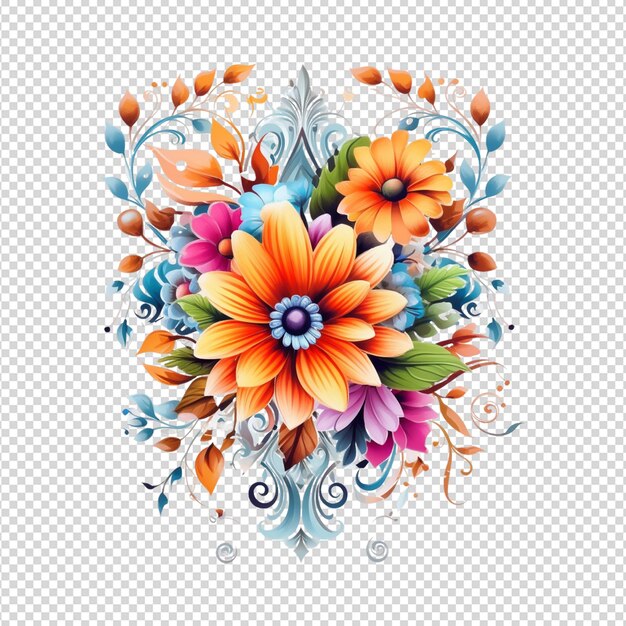 PSD un motif floral avec des feuilles et des fleurs