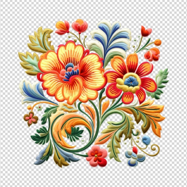 PSD un motif floral avec des feuilles et des fleurs