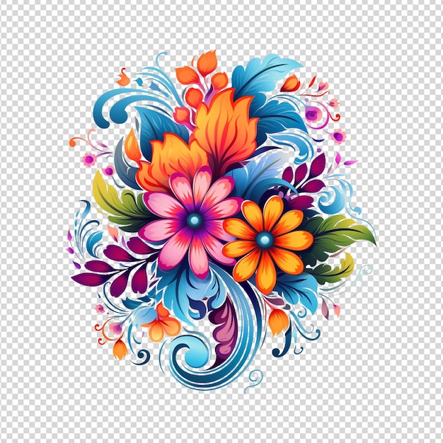 PSD un motif floral avec des feuilles et des fleurs