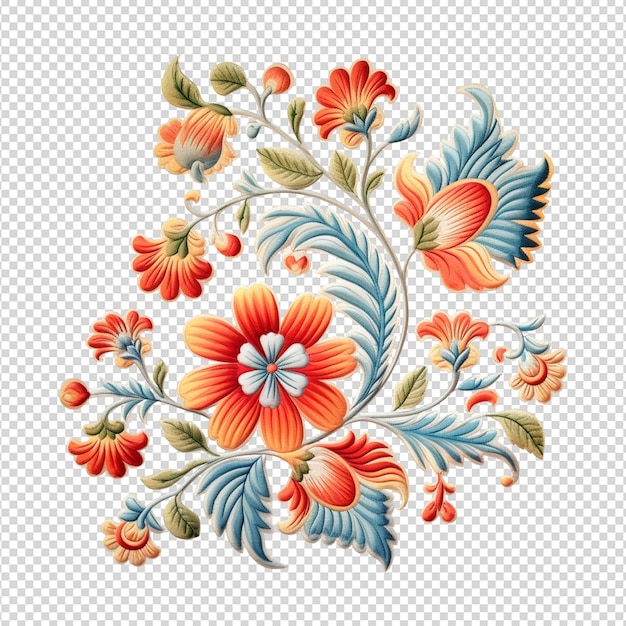 PSD un motif floral avec des feuilles et des fleurs