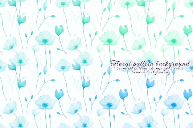 PSD motif floral personnalisable aux tons bleus et lavandes