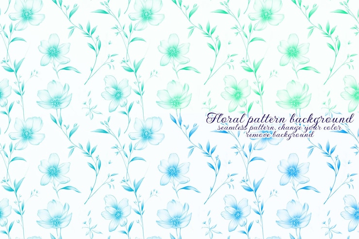 PSD motif floral personnalisable aux tons bleus et lavandes