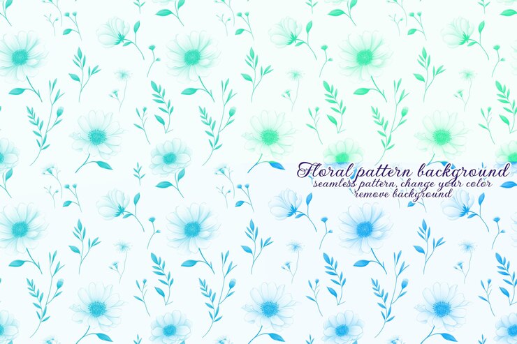 PSD motif floral personnalisable aux tons bleus et lavandes