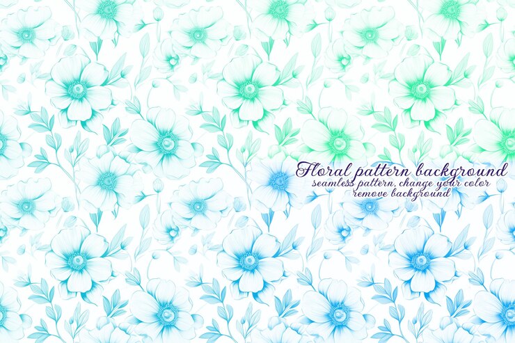 PSD motif floral personnalisable aux tons bleus et lavandes