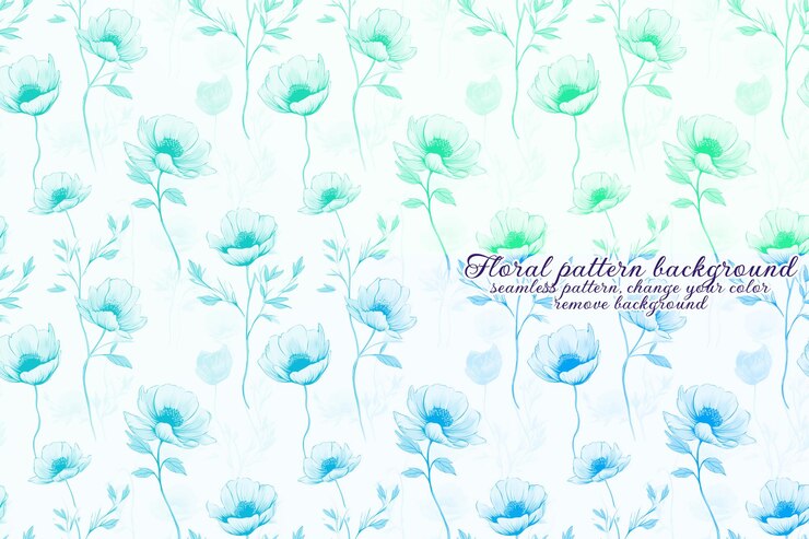 PSD motif floral personnalisable aux tons bleus et lavandes