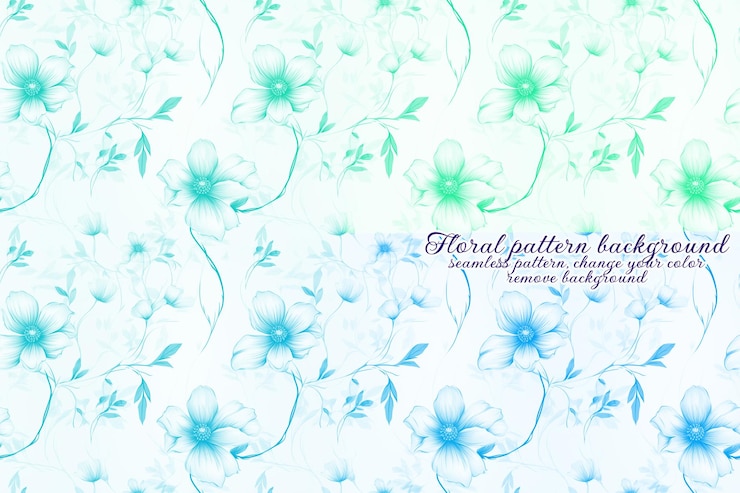 PSD motif floral personnalisable aux tons bleus et lavandes