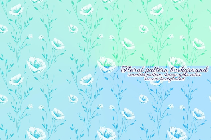 PSD motif floral personnalisable aux tons bleus et lavandes