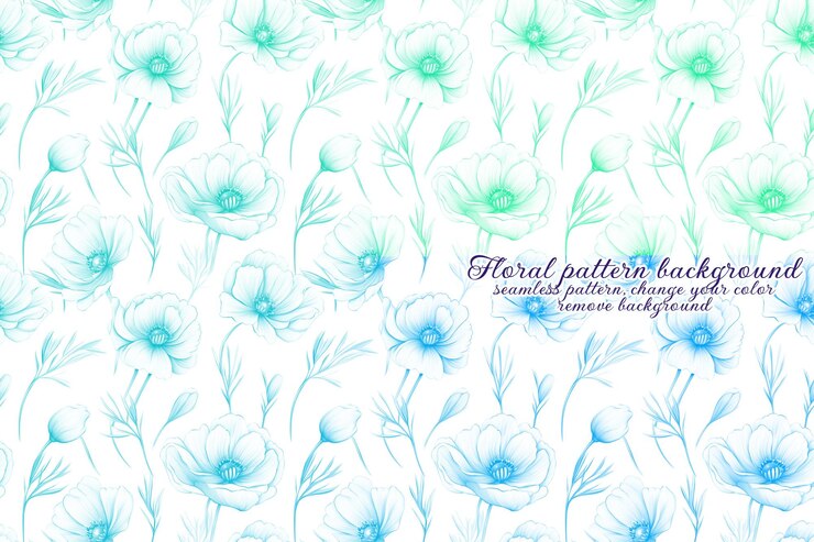 PSD motif floral personnalisable aux tons bleus et lavandes