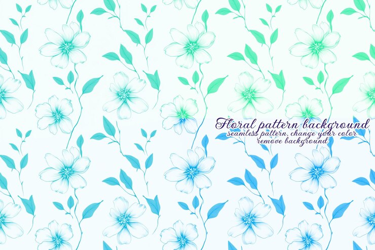 PSD motif floral personnalisable aux tons bleus et lavandes