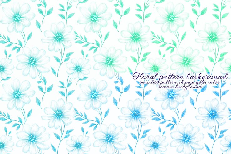 PSD motif floral personnalisable aux tons bleus et lavandes