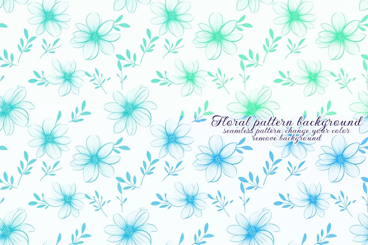 PSD motif floral personnalisable aux tons bleus et lavandes