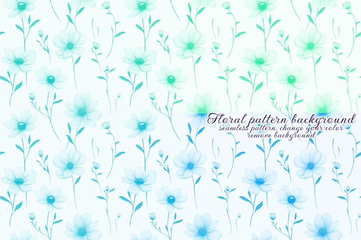 PSD motif floral personnalisable aux tons bleus et lavandes