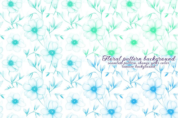 PSD motif floral personnalisable aux tons bleus et lavandes