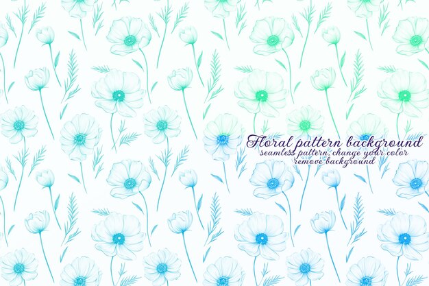 PSD motif floral personnalisable aux tons bleus et lavandes