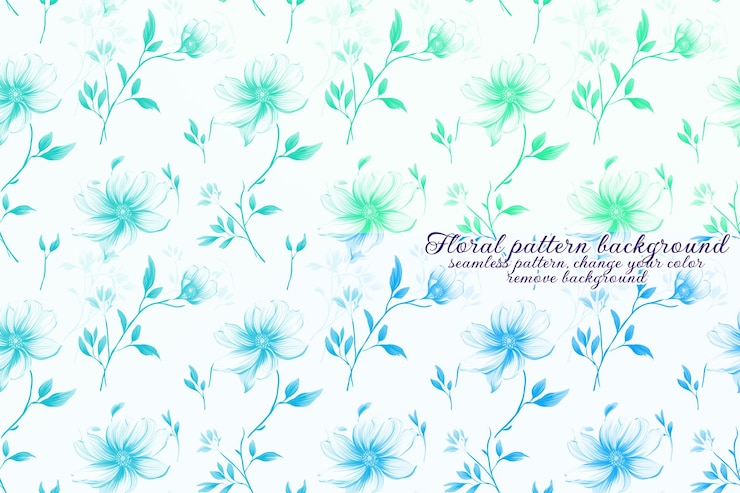 PSD motif floral personnalisable aux tons bleus et lavandes