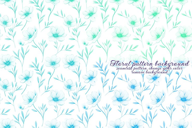 PSD motif floral personnalisable aux tons bleus et lavandes