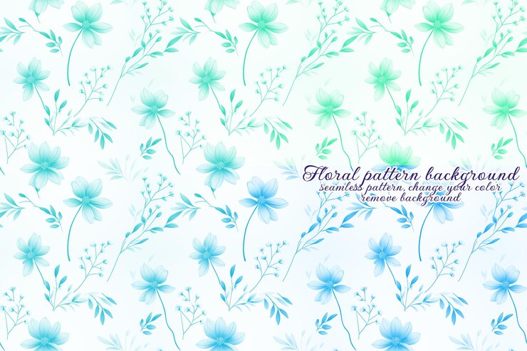 PSD motif floral personnalisable aux tons bleus et lavandes