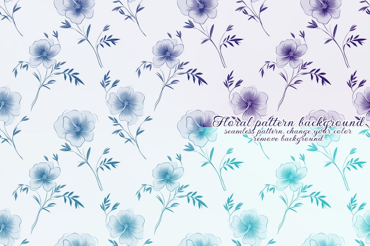 PSD motif floral personnalisable aux tons bleus et lavandes