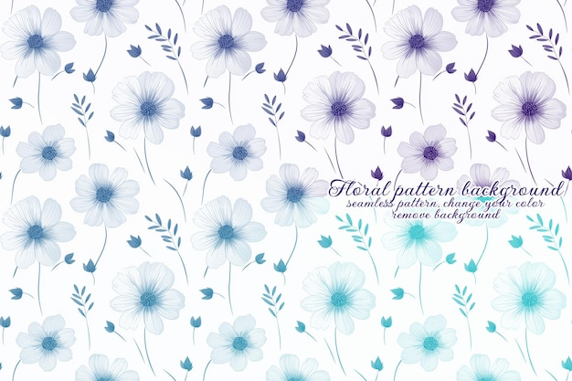 Motif Floral Personnalisable Aux Tons Bleus Et Lavandes
