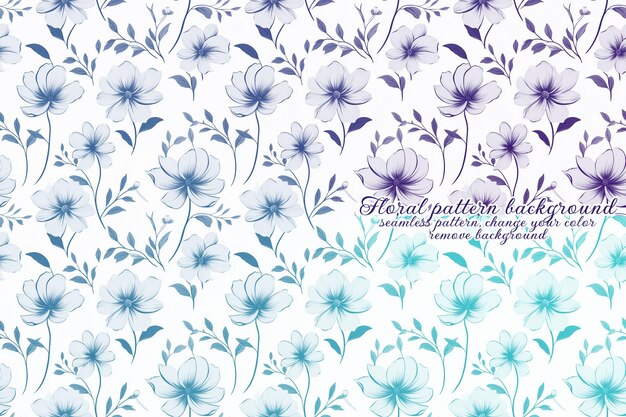 Motif Floral Personnalisable Aux Tons Bleus Et Lavandes