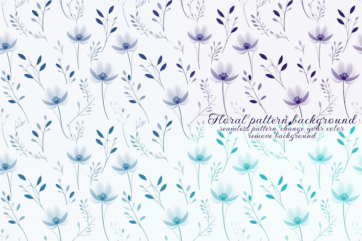 PSD motif floral personnalisable aux tons bleus et lavandes