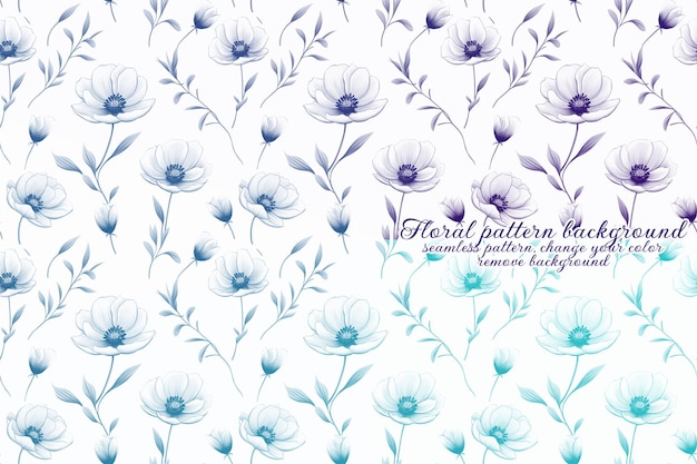 PSD motif floral personnalisable aux tons bleus et lavandes