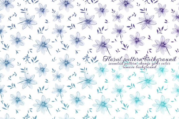 PSD motif floral personnalisable aux tons bleus et lavandes